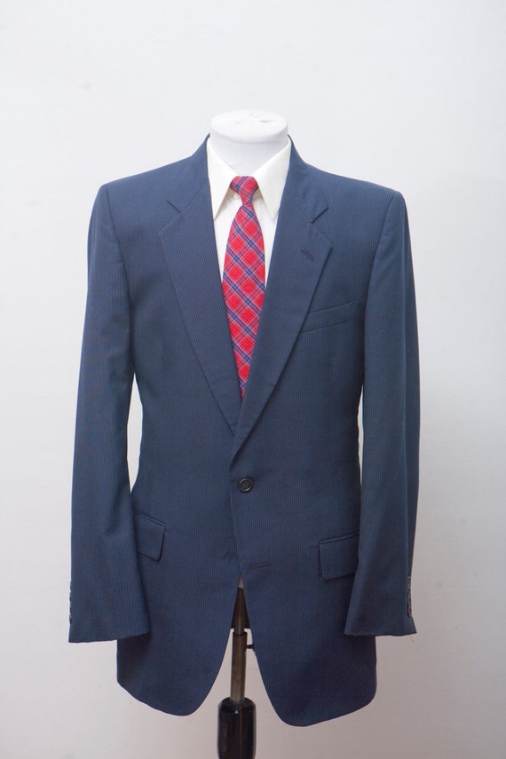 Men's Suit / Vintage Navy Blazer / Pinstripe Jacke