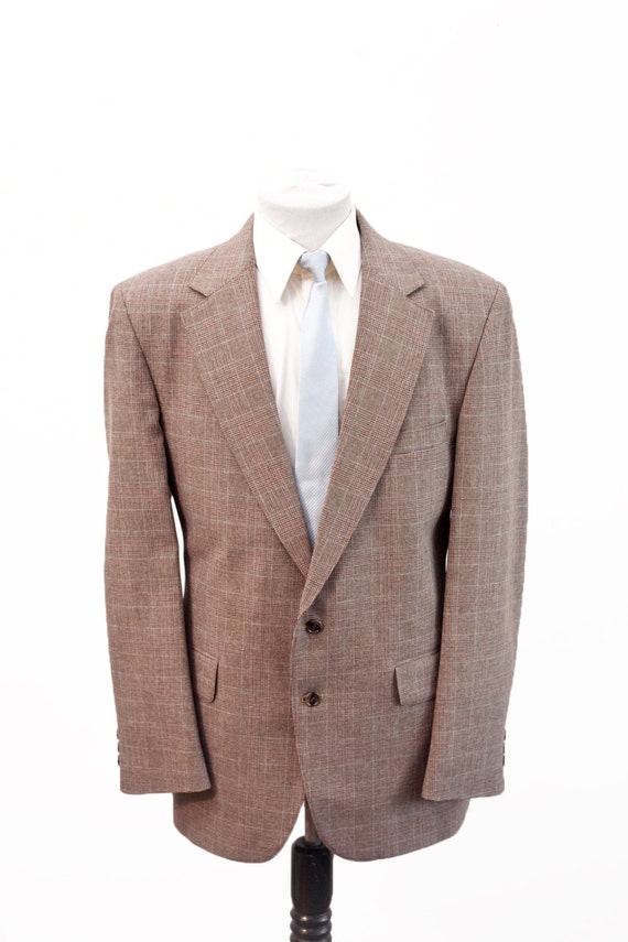 Men's Blazer / Vintage Brown Plaid Jacket by John 