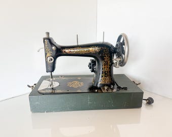 Antique Rotary 1900s Standard Sewing Machine Co. Portable with Attachments
