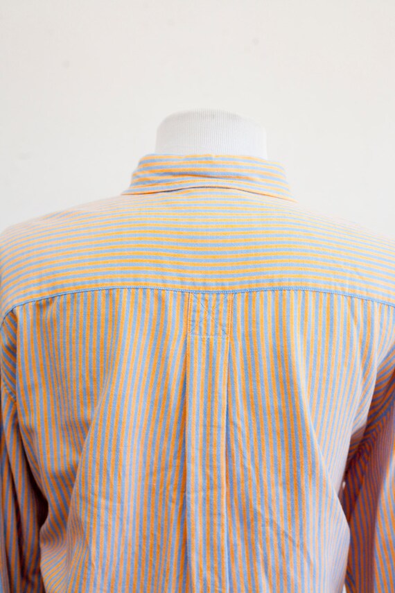 Men's Shirt / Vintage Striped Cotton Oxford / Siz… - image 4
