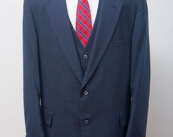 Men's Suit Vest and Jacket / VIntage Blazer by Stafford / Size 46/XL