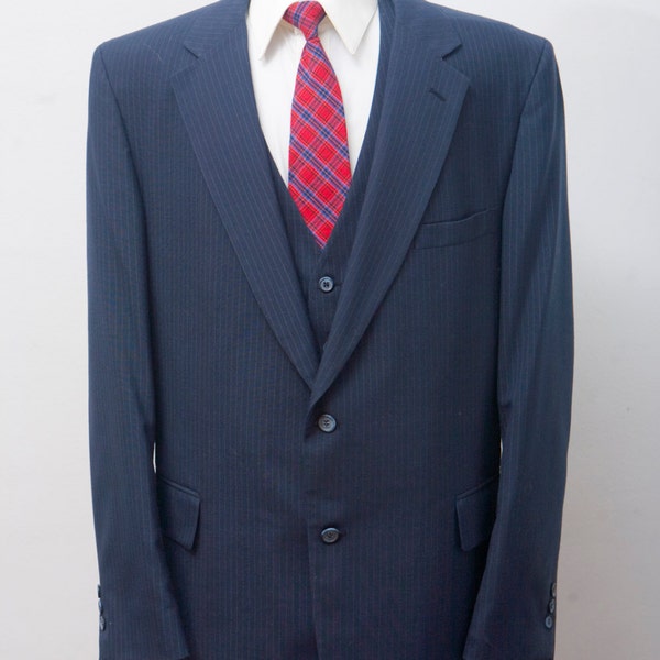 Men's Suit Vest and Jacket / VIntage Blazer by Stafford / Size 46/XL