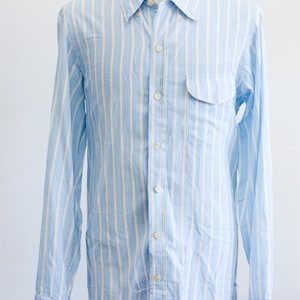 Men&#39;s Shirt / Vintage Cotton Pinstripe Button-Down / Size Large