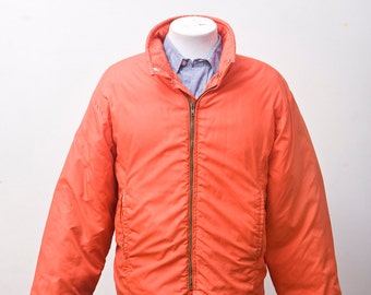 Men's Coat / Orange Vintage Winter Ski Jacket / Size Large