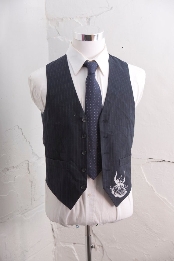 Navy pinstripe waistcoat outlet