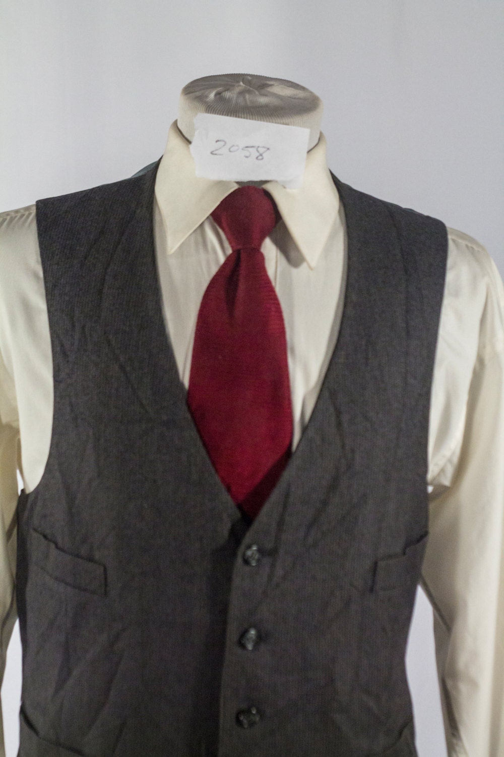 Men's Suit Vest / Vintage Gray Pinstripe Waistcoat / Size - Etsy