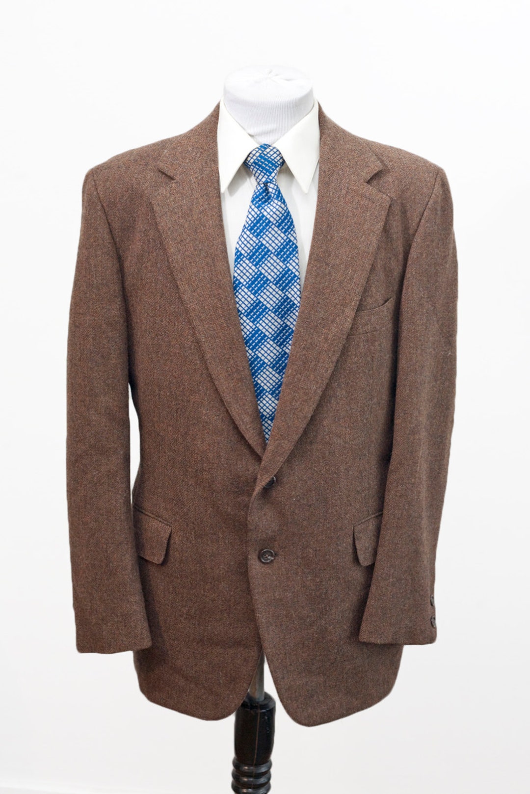 Men's Blazer / Vintage Brown Wool Jacket / Size 44 Large - Etsy