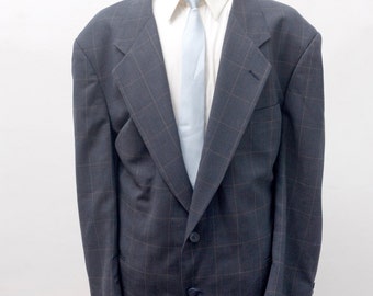 Men's Blazer / Vintage Pierre Cardin Plaid Jacket / Size 52 XXL