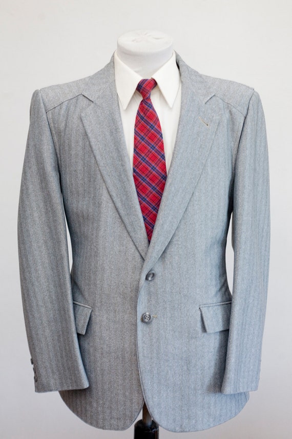 Men's Blazer / VIntage Grey Pinstripe Jacket / Siz