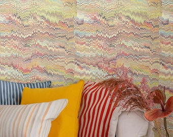 Bunte Wellen abstrakte Tapete, modernes strukturiertes Wandbild, Pastell (Abziehen und aufkleben oder Vinyl)