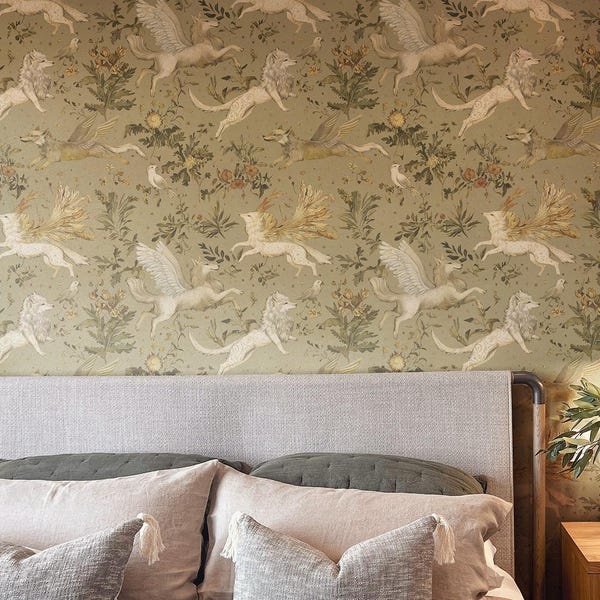 Mythical Creatures Wallpaper: Secret Garden Botanical Wall Mural