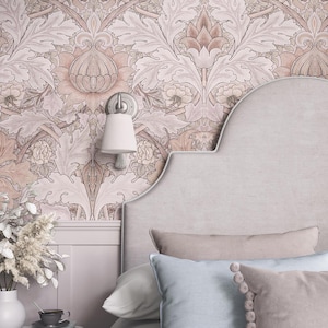 Antique Floral Damask Wallpaper: Mauve & Blush Pink Wall Mural