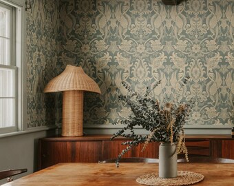 Imperial Phoenix | Hunter Green Wallpaper, Removable Peel and Stick or Vinyl