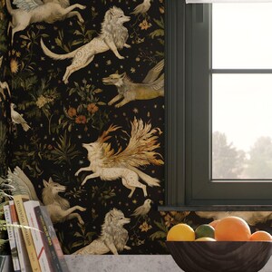 Mythical Creatures Botanicals Wallpaper, secret garden, magical, removable or vinyl custom wall murals