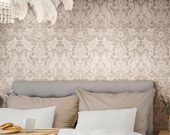 Imperial Phoenix | Antique Taupe Wallpaper, Removable Peel and Stick or Vinyl