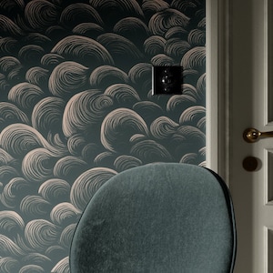 Chalky Surf Wallpaper | Dark Forest Green, custom color removable or vinyl wall mural