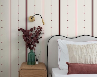 Butterflies Flutter Stripes Wallpaper | Redwood (Removable Peel and Stick or Vinyl)