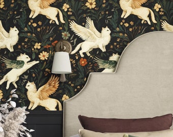 Dark Mythical Cats Wallpaper: Black Magic Secret Garden Wall Mural