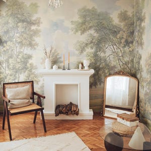 Vintage Grove Mural Wallpaper – Dreamy Green Landscape Wall Art, Removable and Vinyl