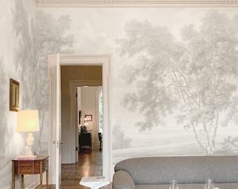 Vintage Grove Wandbild Tapete - Verträumte weiße Dover Landschaft, Wandbild, abnehmbar und Vinyl
