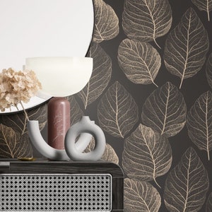 Leafy Whispers Wallpaper, nature inspired, plants print, removable or vinyl wall murals