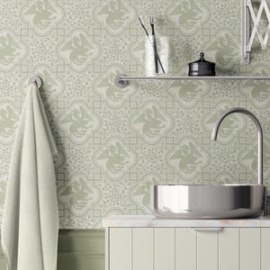 Victorian Mythical Dragon Wallpaper – Removable and Vinyl Sage Green Gothic Medieval Wallpaper, Mythical Creature Wall Art