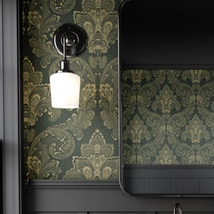 Dark Vintage Damask Wallpaper - Dark Green & Gold Elegance Victorian Peel and Stick