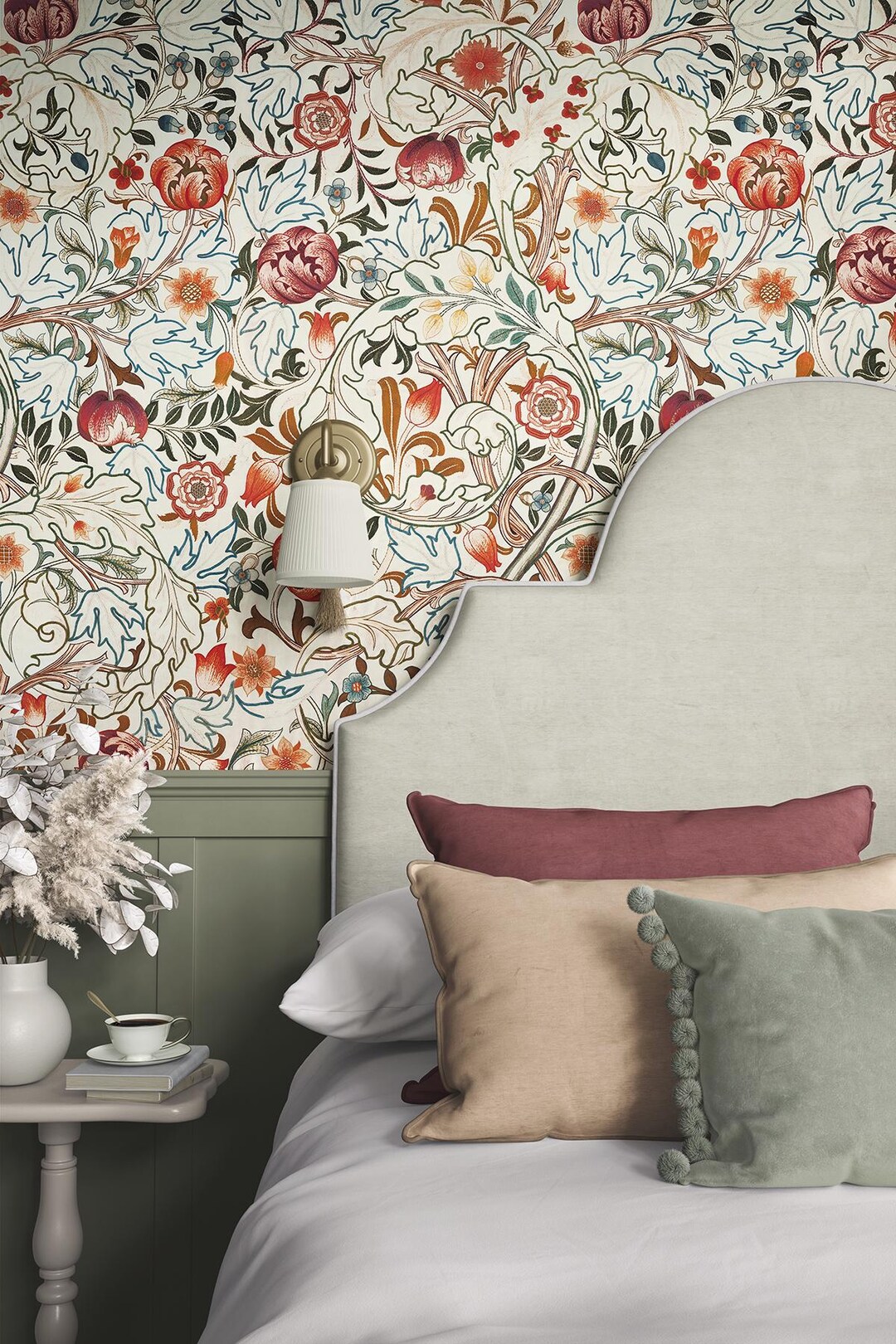 Vintage Cream Wildflower Wallpaper: Light Cottagecore Floral Wall Mural ...