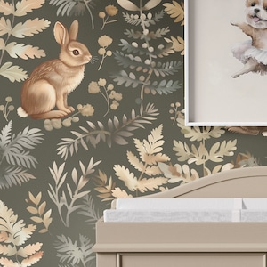 Brown Fluff Wallpaper - Cute bunny removable or vinyl wall murals, Stylish modern custom wallpaper