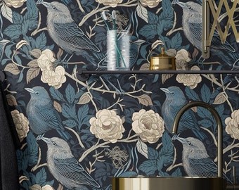 Birds and Botanicals Wallpaper: Vintage Style Removable Wall Mural