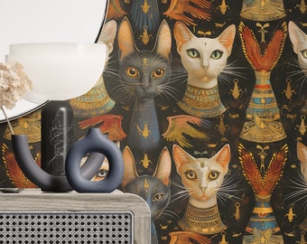 Cats Egyptia Wallpaper - Peel & Stick removable or vinyl wall murals, Stylish modern custom wallpaper