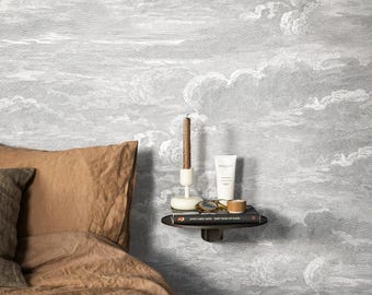Schwarz-weiße Wolken-Tapete, Nimbus-Reverie-Wandbild, Vintage-Gravierte-Himmel-Tapete, abnehmbar und Vinyl