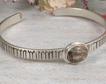 Earthquake Narrow Sterling Silver Cuff Bracelet