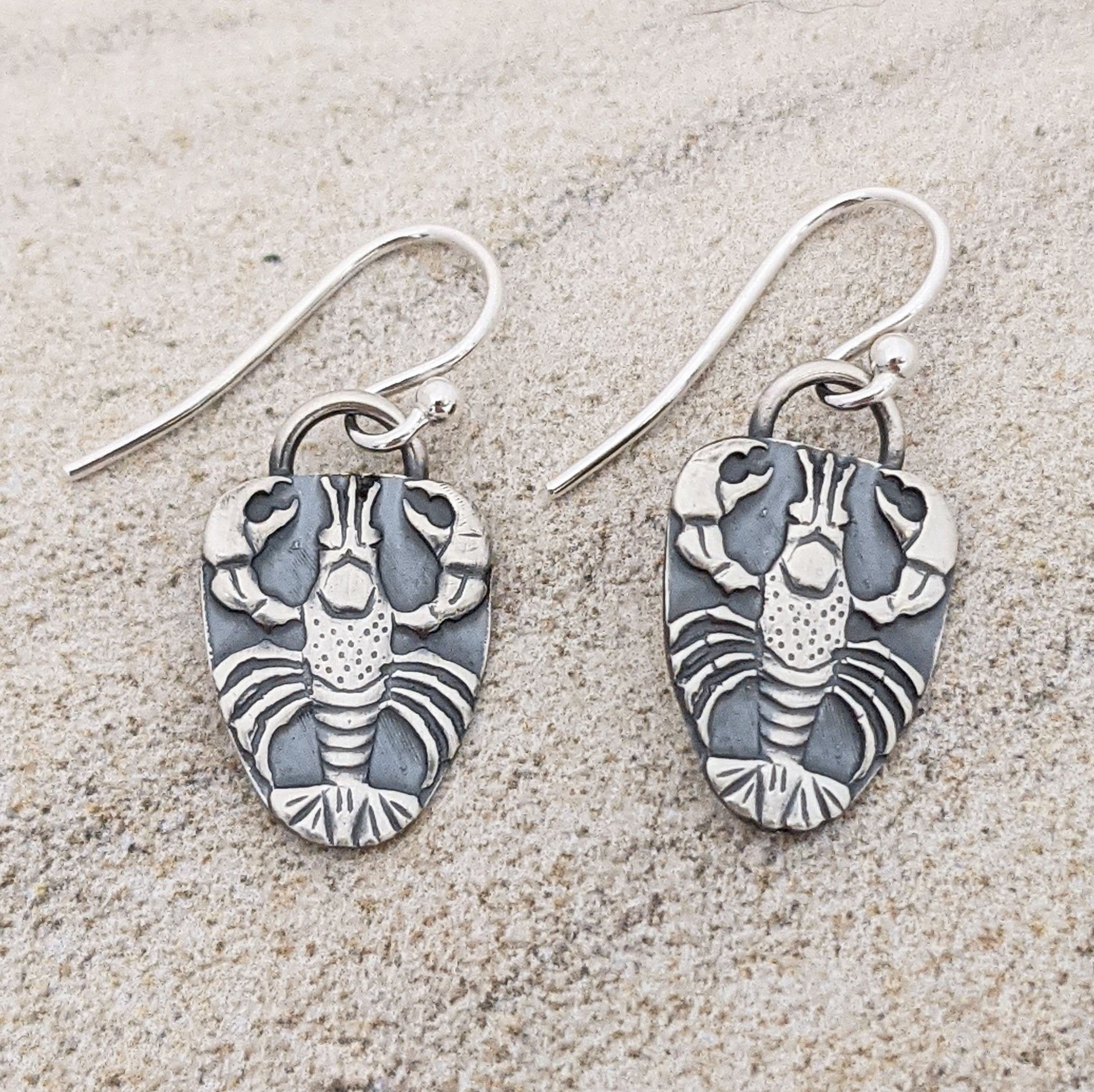 Lobster Earrings Essential Lobster Drop Earrings in Sterling Silver Etsy.de