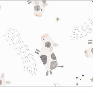 May include: White background with a repeating pattern of watercolor-style cows in shades of gray, brown, and white. The cows are depicted with whimsical details, and the design includes small stars and cloud-like shapes. The text "Cloud Cows" is at the bottom.