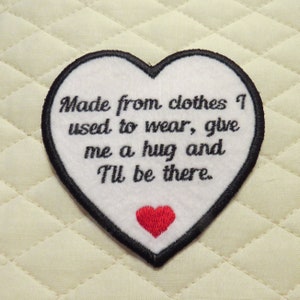 2-4 WEEKS TURN AROUND Sew On 3.5 Inch Heart-Made from Clothes Give Me Hug- Personalized-Text Colors-Twill Cotton Fabric or Felt