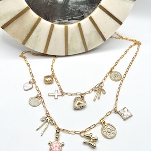Create Your Own Custom Multi Charm Necklace, Dainty Gold Jewelry, Personalized Build Your Own