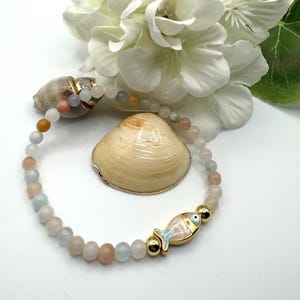 Beaded Fish Bracelet, coral and aqua