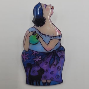 Halloween Fortune Teller Witch Handmade OOAK Pin Brooch