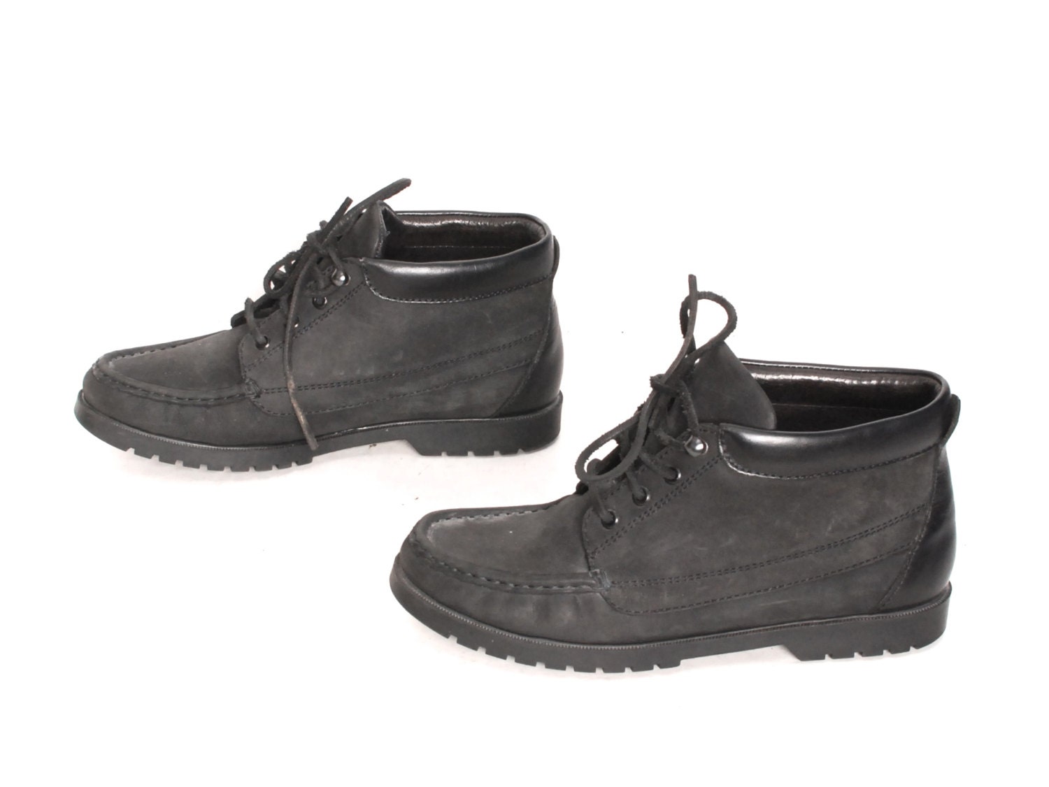 Tamaño 9 GRUNGE negro cuero 80s 90s CHUKKA hiking lace up ankle botas Tamaño 9 GRUNGE negro cuero 80s 90s 90s 90s CHUKKA hiking lace up ankle botas 7d8035