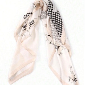 Jessica || Écharpe de luxe en fausse soie || Foulard tendance || Foulard || Écharpe à carreaux cheval || Accessoires pour vieux billets || Accessoires élégants