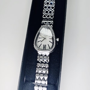 Serpentine // silver crystal snake style watch  || Wedding Jewellery Brides Bridal Bridesmaid  || Elegant Jewellery || old money accessories