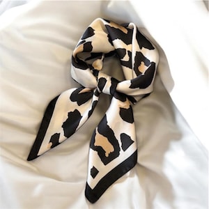 Adelaide || Luxury faux silk scarf || Fashion scarf || Hair scarf || Leopard print scarf || Old money accessories || Elegant Accessories
