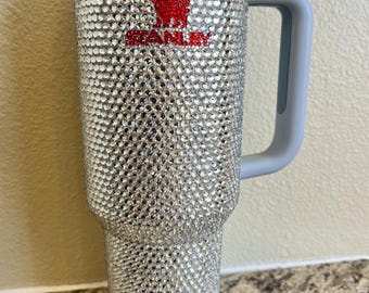 40oz Authentic Stanley Quencher| Handcrafted Rhinestone Stanely Tumbler| 40 oz Luxury Crystal Cup| Sparkle Drinkware Gift for Women