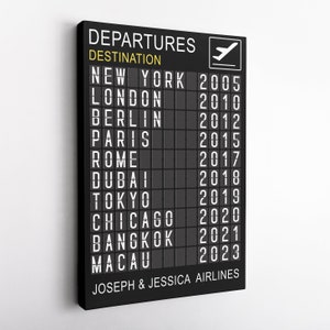 Personalised Custom Travel Poster, Departure Board, Airport Travel Print, Travel Gift, Wall Art Decor, Personalised, Choose Your Text