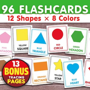 Cartões de Formas e Cores Montessori Arco-Íris: para Educação Infantil, Jardim de Infância e Crianças Pequenas (Download instantâneo em PDF)