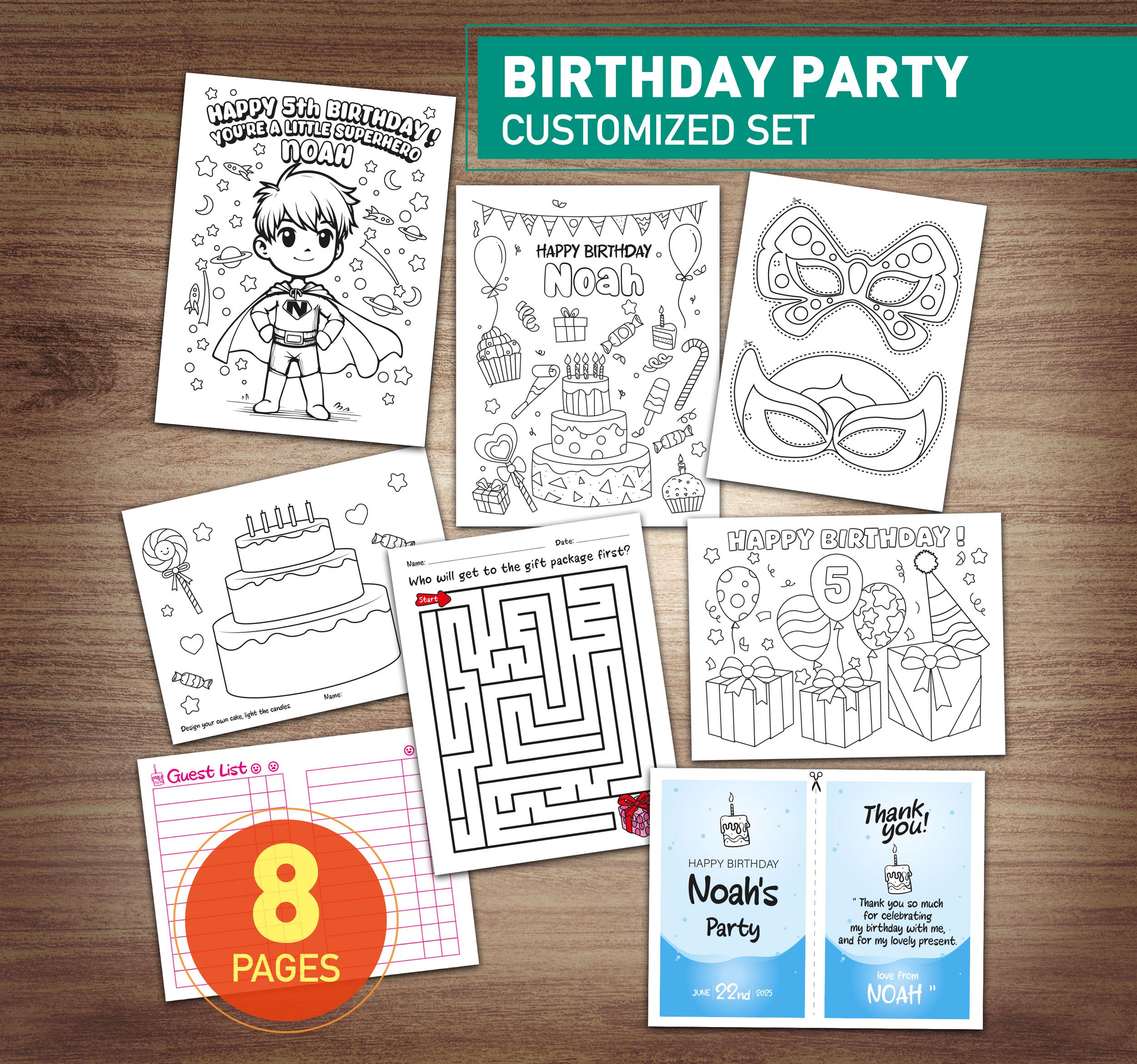 Personalized Name Superhero Birthday Activity Bundle, Custom Name…