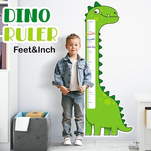 Regla de altura para niños, tabla de crecimiento con temática de dinosaurios, tabla de crecimiento para guardería, regla de altura para niños, tabla de crecimiento familiar. Regla de medición.