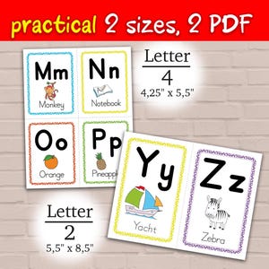 3 Sizes Alphabet Flash Cards Color Printable | Fun, Educational A-Z Cards for Preschool | ABC Flashcards, Fun, Engaging A-Z Learning Cards