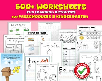 500+ Preschool Worksheets Bundle | Printable Learning Activities | Homeschooling Set
